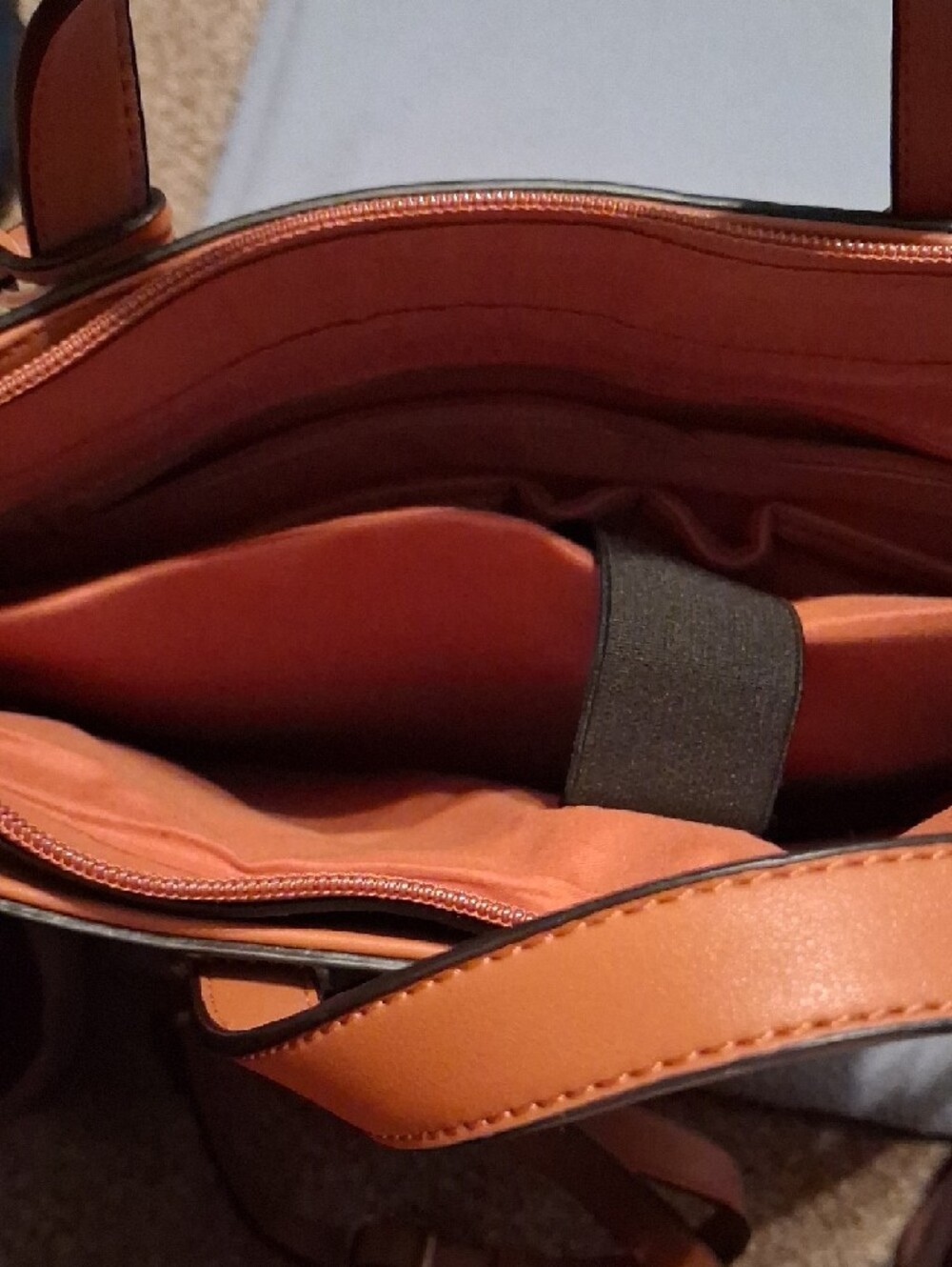 ECCO Cognac Leather Backpack Tote with Tassel - Picture 5 of 9